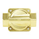 Industrial-grade 1-1/2 inch NPT brass solenoid valve UBP-40K, normally open configuration, bottom view of the valve body.