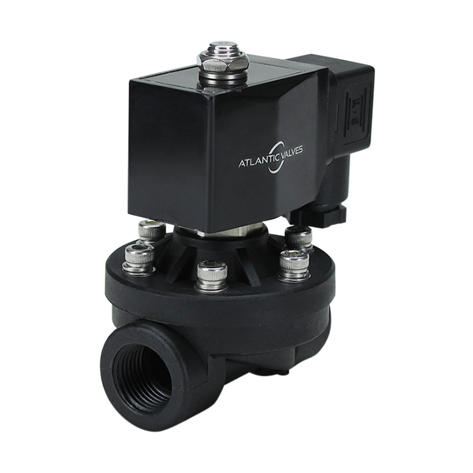 1/2" Plastic Zero Differential Solenoid Valve 24VAC, 12VDC, 110VAC, 24VDC