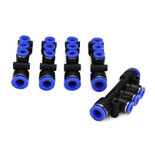 5 Port Manifold, Push Connect Pneumatic Fitting - 5 Pack