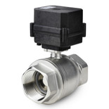 2-inch full bore stainless steel electric valve with NPT threading for optimal water and air flow control.