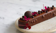 Dark chocolate mousse cake with salty licorice