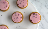 Cherry cakes with caramel and licorice