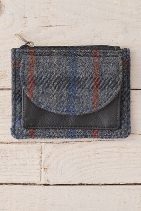 Harris Tweed Coin & Card Purse IN GREY CHECK