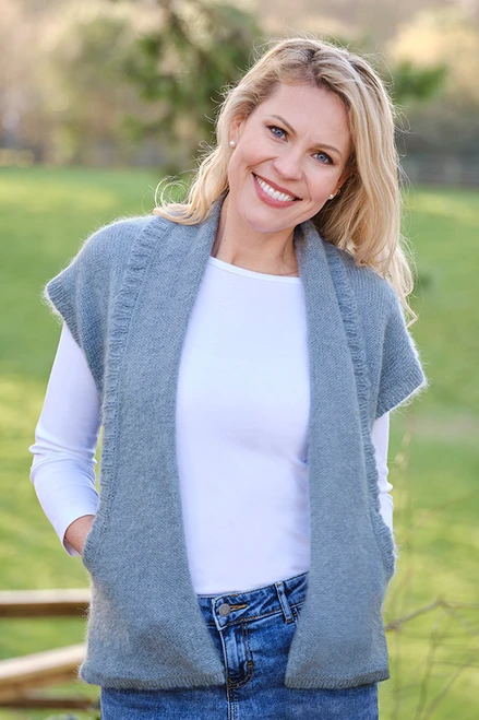 Mohair Pocket Gilet in Winter Sky