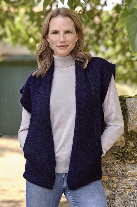 Mohair Pocket Gilet in Navy