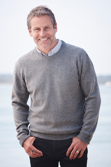 Gents Yak Crew Neck Sweater in Grey Marl