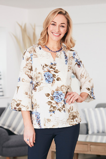 Floral Tunic in China Blue