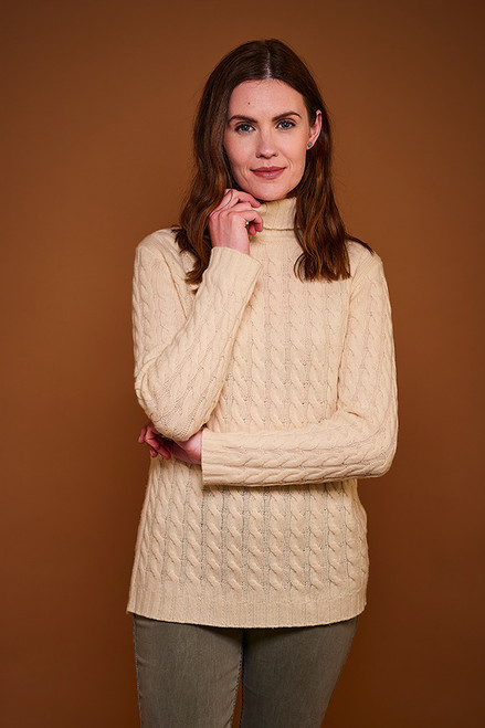 Merino Roll Neck Sweater in Cream