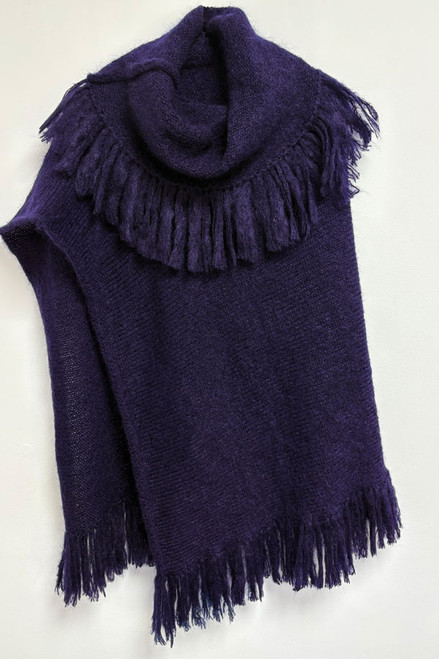 Mohair Tassel Poncho Rear View