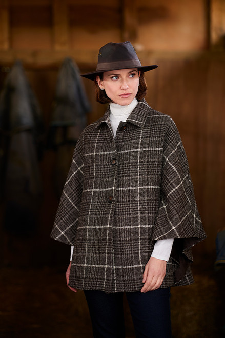 British Wool Cape in Dark Check