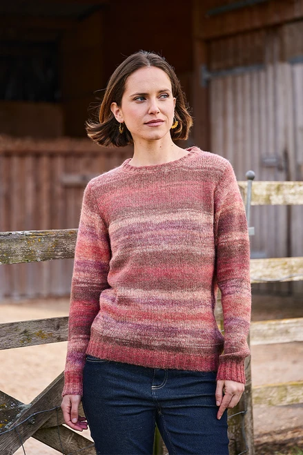 Alpaca Blend Crew Neck Sweater in Autumn Pink