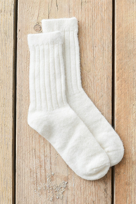 Ladies Mohair Bed Socks in Cream