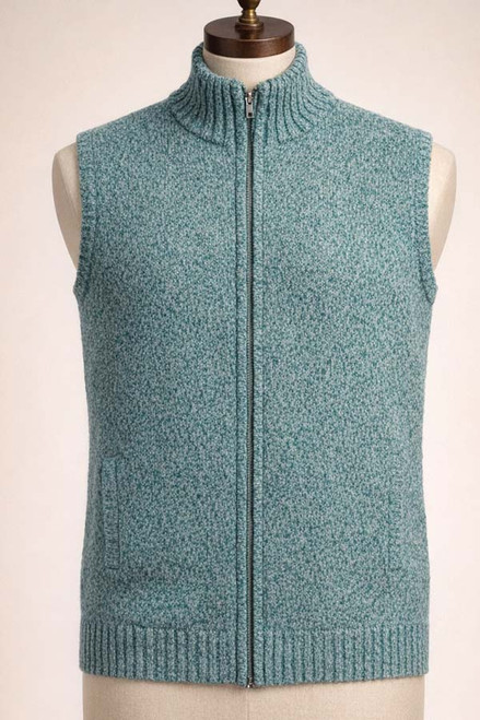 Merino Zip Gilet green marl size (M)