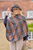 Tweed Poncho in Teal
