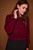 Brushed Cashmere Crew Neck Sweater in Wine