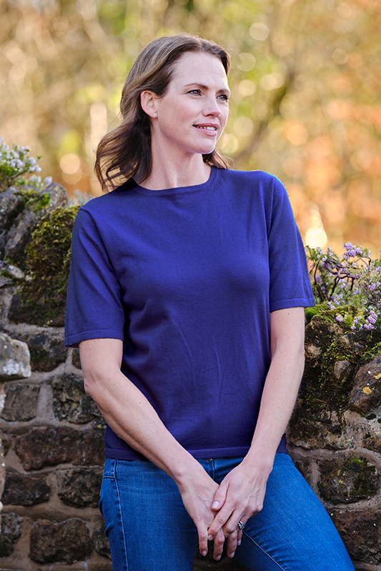 Cashmere Cotton Short Sleeve Top