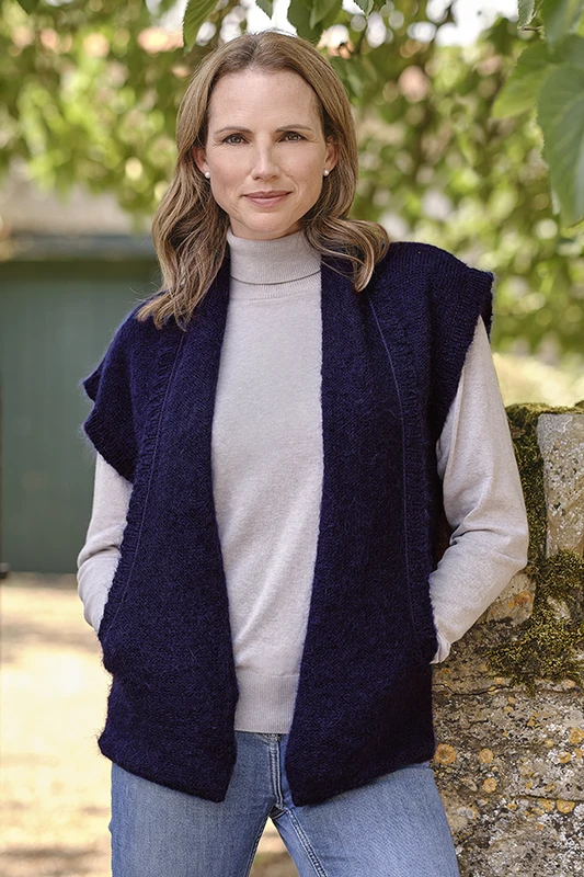Mohair Pocket Gilet in Navy