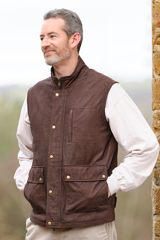 Gents Nubuck Leather Gilet