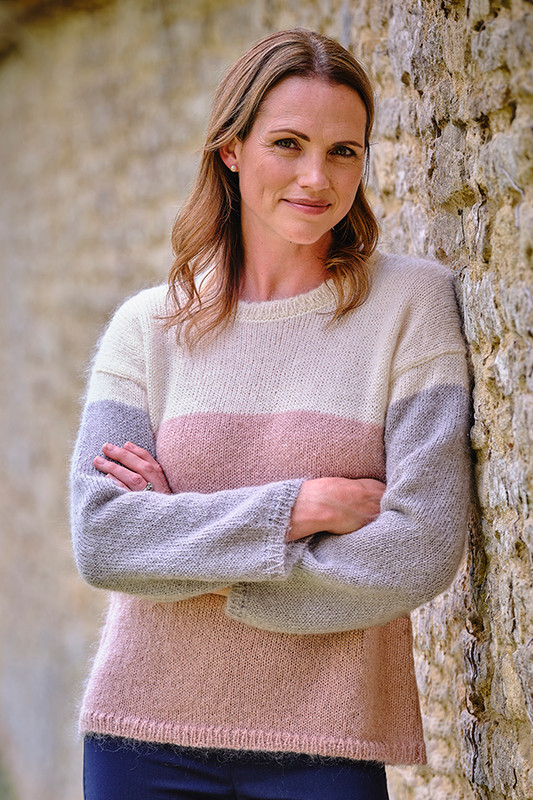 Mohair Panelled Crew Neck Sweater