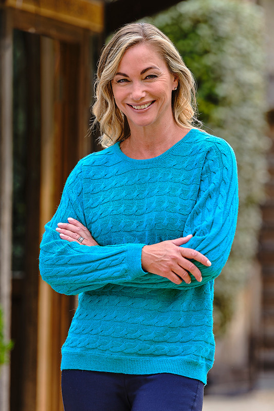 Alpaca Horizontal Cable Crew Neck Sweater