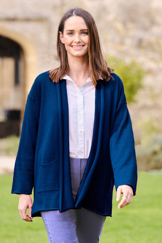 Edge to Edge Alpaca Cardigan in Navy