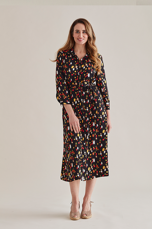 Patterned Shirt Dress in Bonfire