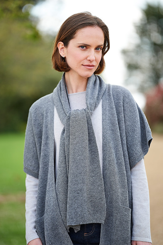 Cashmere & Merino Kimono Cardigan & Scarf in Grey