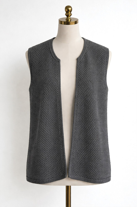 Alpaca Moss Stitch Gilet in Grey size (M)