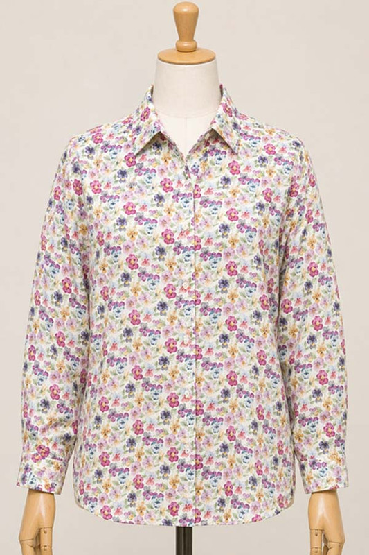 Pansies Liberty Print Shirt size (10)