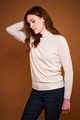 Cashmere Cotton Roll Neck in Chalk