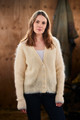 Mohair Ribbed Cardigan in Ivory
