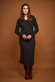 Yashino Ribbed V-Neck Sweater & Skirt in Charcoal
