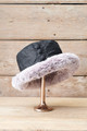 Wax Fur Trim Hat in Black