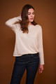 Cashmere Cotton Crew Top in Chalk