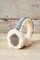 Harris Tweed & Sheepskin Ear Muffs in Chestnut- Blue Tartan