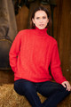 Tibetan Yak Roll Neck Sweater in Red