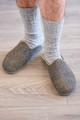 Harris Tweed Mule Slippers in Green Check