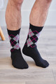 Cashmere Argyle Socks in Black