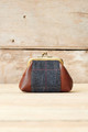 Harris Tweed Coin Purse in Tan/Navy