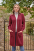 Merino Cashmere Mix Rib Coatigan in Burgundy