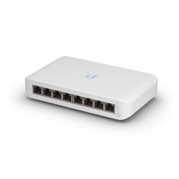 Ubiquiti (USW-Lite-8-POE)  UniFi Switch Lite 8 PoE, 4x PoE Output Ports, 52W PoE Supply, Fanless, Wall Mount Kit Included