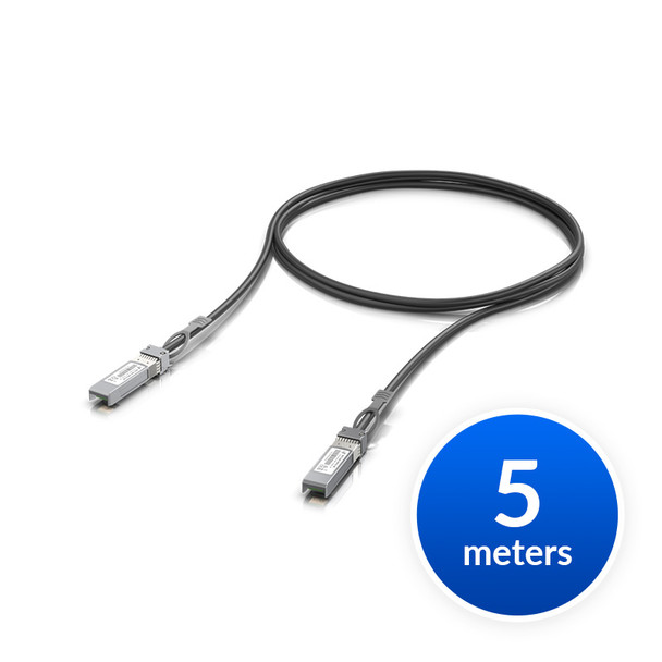 Ubiquiti (UACC-DAC-SFP10-5M) Ubiquiti SFP+ Direct Attach Cable, 10Gbps DAC Cable, 10Gbps Throughput Rate, 5m Length,  Incl 2Yr Warr