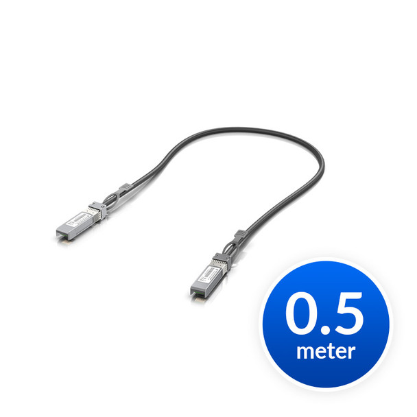 Ubiquiti (UACC-DAC-SFP10-0.5M) Ubiquiti SFP+ Direct Attach Cable, 10Gbps DAC Cable, 10Gbps Throughput Rate, 0.5m Length, Incl 2Yr Warr