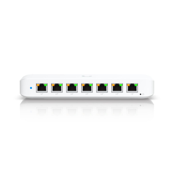 Ubiquiti (USW-Ultra) Ubiquiti Ultra 42W, Compact Layer 2, 8-port GbE PoE Switch, Versatile Mounting Options, 7 PoE/PoE+ Power Supply, 54V External, 1.1A/60W, Incl 2Yr Warr