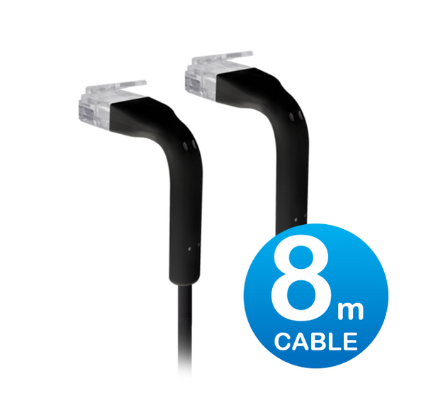 Ubiquiti (U-CABLE-PATCH-8M-RJ45-BK) UniFi Patch Cable 8m Black, Both End Bendable to 90 Degree, RJ45 Ethernet Cable, Cat6, Ultra-Thin 3mm Diameter U-Cable-Patch-8M-RJ45-BK