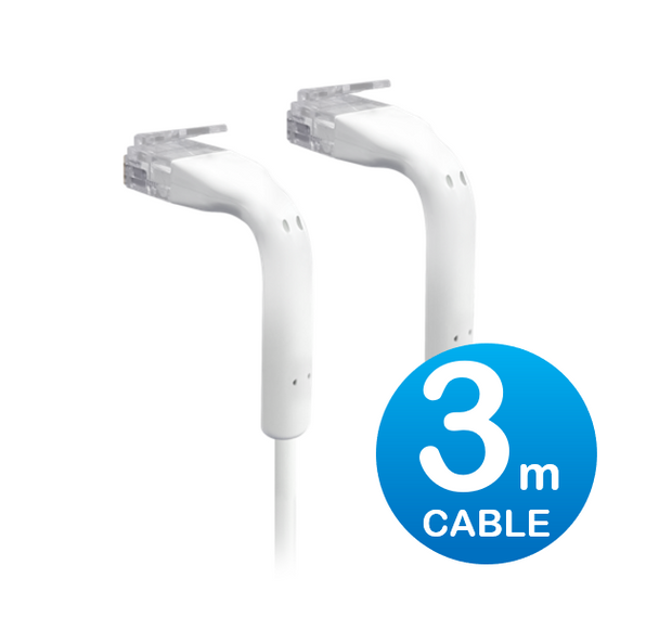 Ubiquiti (U-CABLE-PATCH-3M-RJ45) UniFi Patch Cable 3m White, Both End Bendable to 90 Degree, RJ45 Ethernet Cable, Cat6, Ultra-Thin 3mm Diameter U-Cable-Patch-3M-RJ45