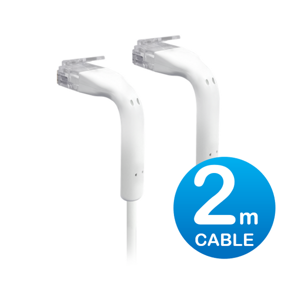 Ubiquiti (U-CABLE-PATCH-2M-RJ45) UniFi Patch Cable 2m White, Both End Bendable to 90 Degree, RJ45 Ethernet Cable, Cat6, Ultra-Thin 3mm Diameter U-Cable-Patch-2M-RJ45