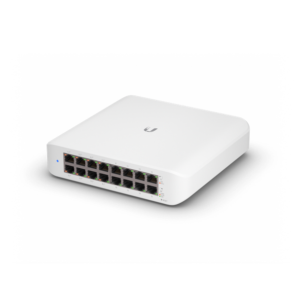 Ubiquiti (USW-Lite-16-POE) Ubiquiti UniFi Switch Lite 16 PoE, Layer 2, 16x GbE RJ45 Ports, 8x 802.3at PoE+ Ports, 45W PoE Budget, Fanless Unit, Wallmount Kit Included