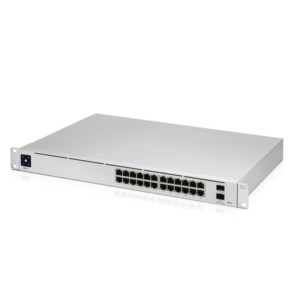 Ubiquiti (USW-Pro-24-AU) Ubiquiti UniFi 24-port switch with (24) Gigabit RJ45 ports and (2) 10G SFP+ ports. Powerful second-generation UniFi switching