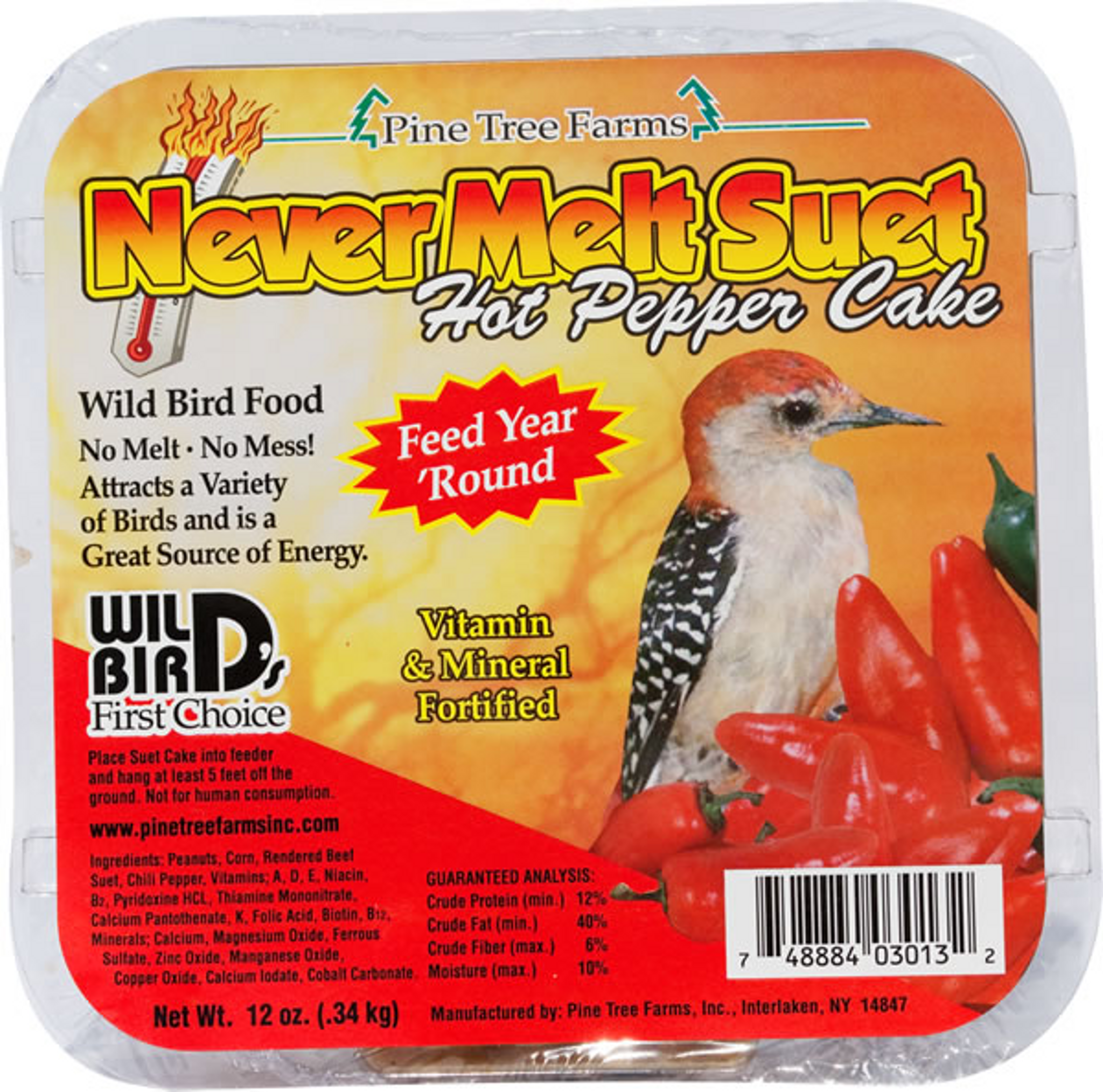 Never Melt Suet Hot Pepper Cake - Lizzie Mae's Bird Seed